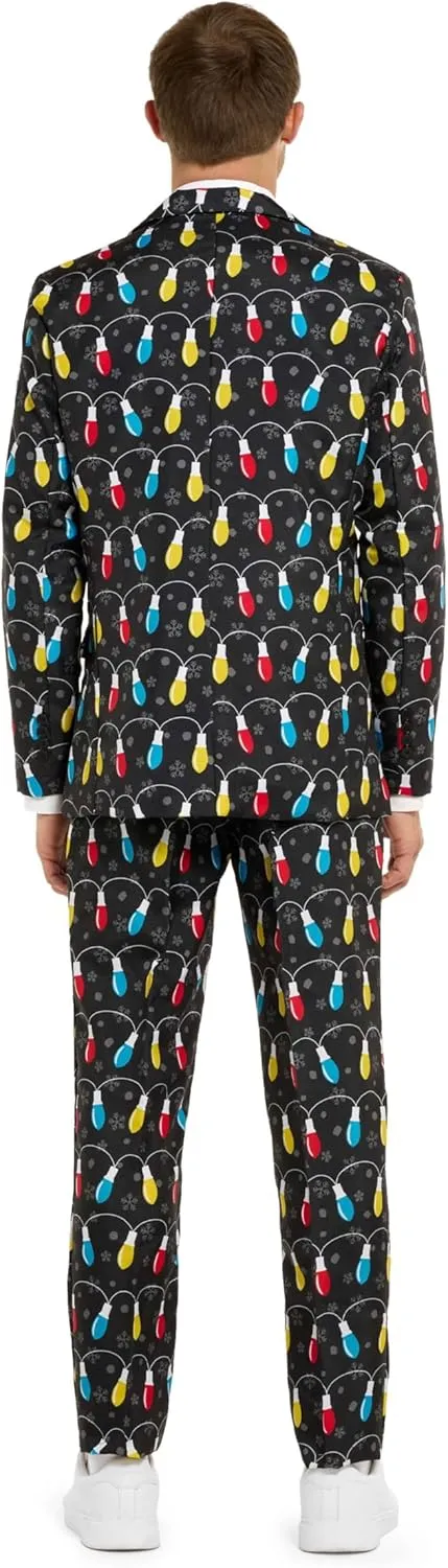Offstream Men's Party Costumes - Christmas Theme Party Suits - Slim Fit - Includes Matching Blazer Jacket, Pants & Tie