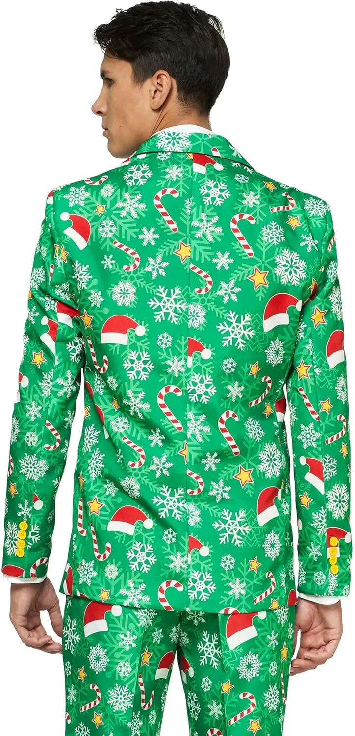 Offstream Men's Party Costumes - Christmas Theme Party Suits - Slim Fit - Includes Matching Blazer Jacket, Pants & Tie