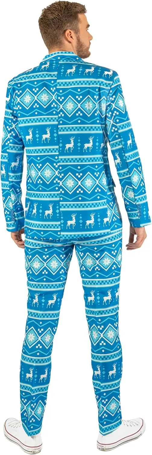 Offstream Men's Party Costumes - Christmas Theme Party Suits - Slim Fit - Includes Matching Blazer Jacket, Pants & Tie