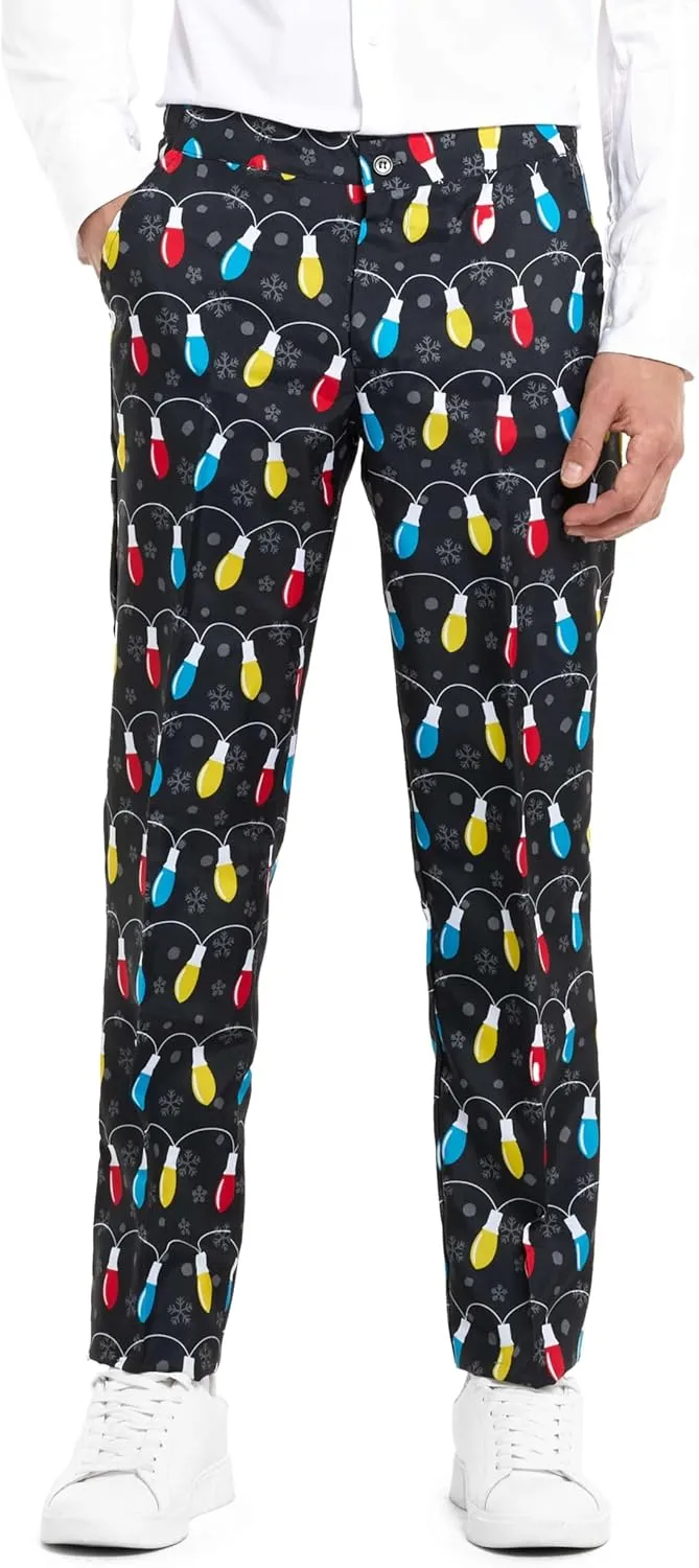 Offstream Men's Party Costumes - Christmas Theme Party Suits - Slim Fit - Includes Matching Blazer Jacket, Pants & Tie