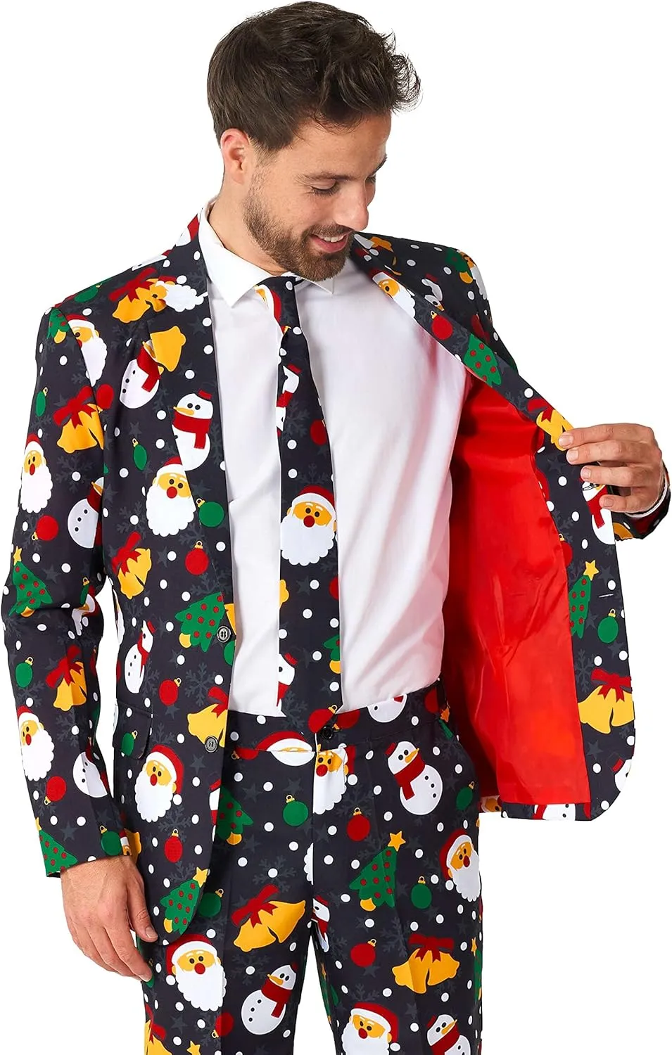 Offstream Men's Party Costumes - Christmas Theme Party Suits - Slim Fit - Includes Matching Blazer Jacket, Pants & Tie