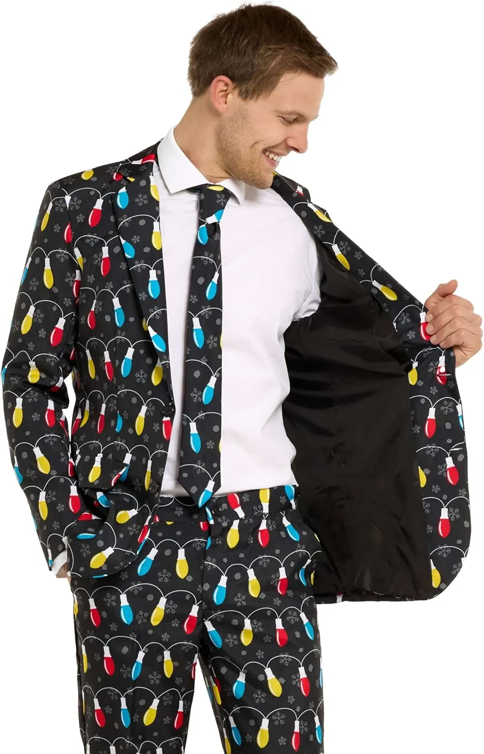 Offstream Men's Party Costumes - Christmas Theme Party Suits - Slim Fit - Includes Matching Blazer Jacket, Pants & Tie