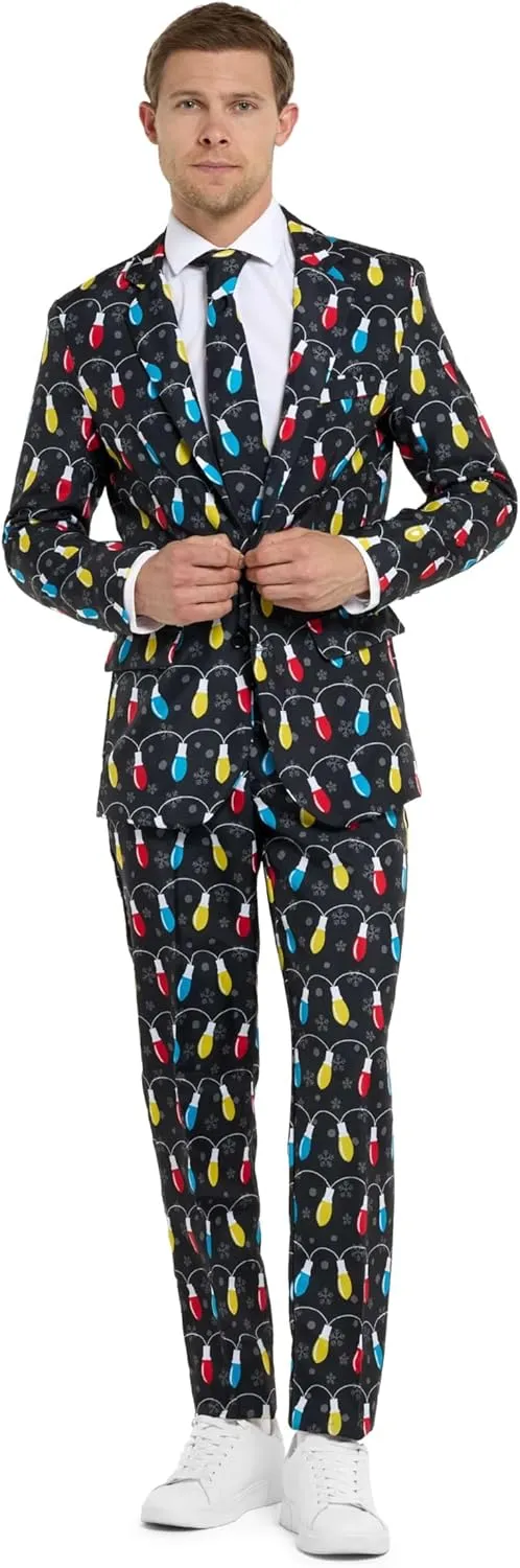 Offstream Men's Party Costumes - Christmas Theme Party Suits - Slim Fit - Includes Matching Blazer Jacket, Pants & Tie