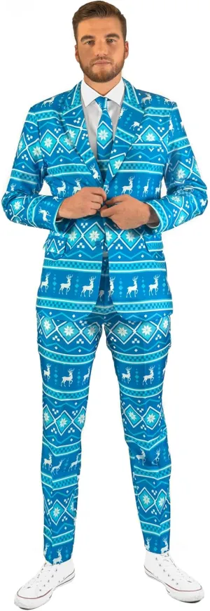 Offstream Men's Party Costumes - Christmas Theme Party Suits - Slim Fit - Includes Matching Blazer Jacket, Pants & Tie