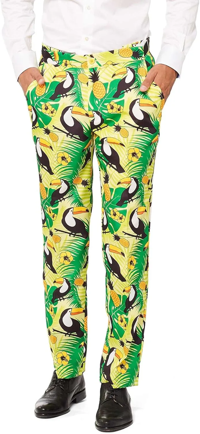 Offstream Men's Party Suit - Summer Printed Costume Outfit - Includes Blazer, Tie and Pants