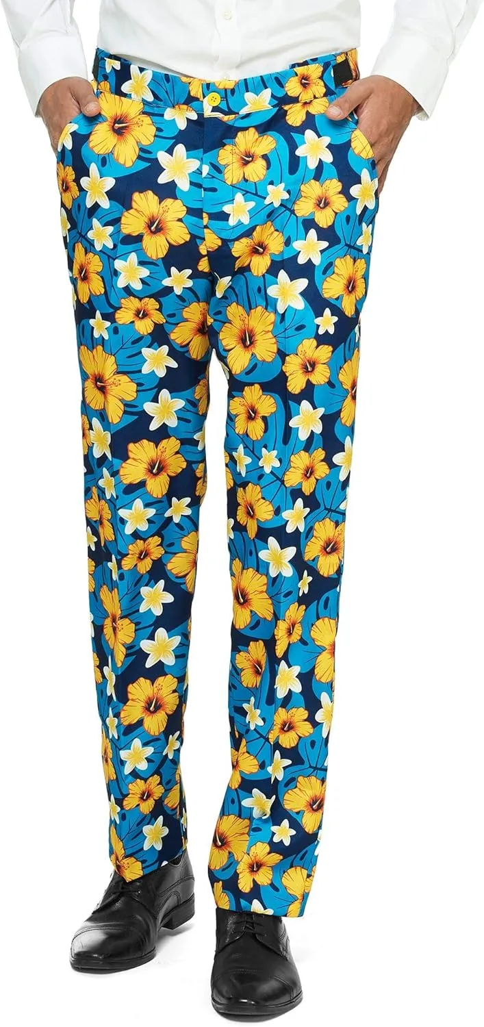 Offstream Men's Party Suit - Summer Printed Costume Outfit - Includes Blazer, Tie and Pants