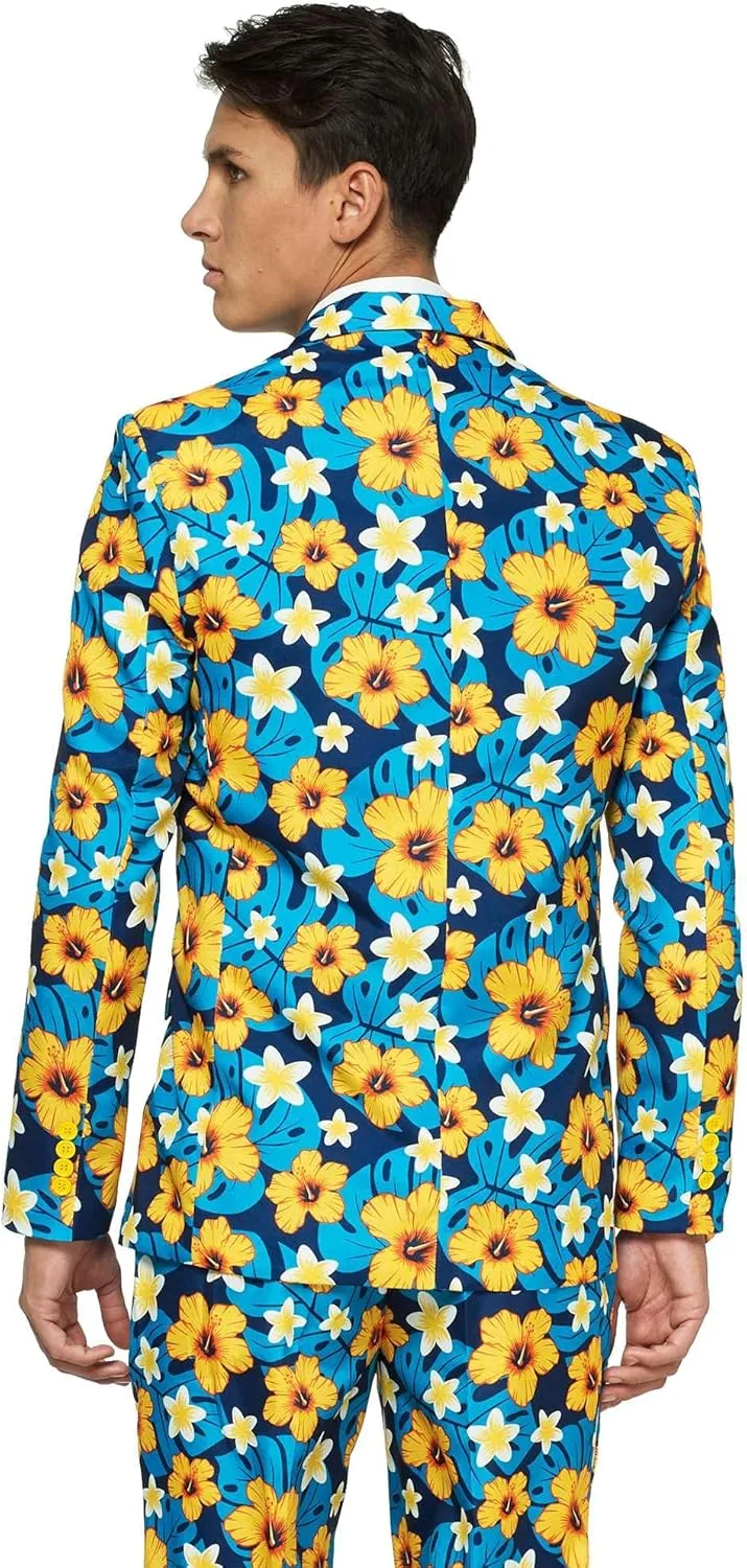 Offstream Men's Party Suit - Summer Printed Costume Outfit - Includes Blazer, Tie and Pants
