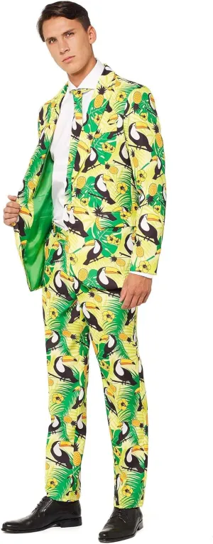 Offstream Men's Party Suit - Summer Printed Costume Outfit - Includes Blazer, Tie and Pants