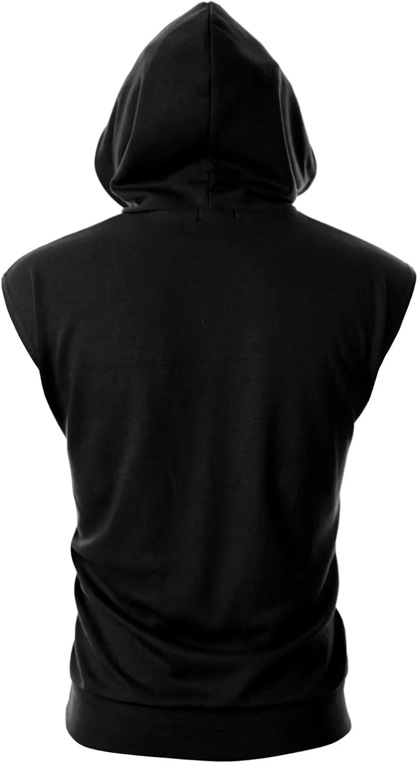 Ohoo Men's Workout Hooded Tank Tops Muscle Cut Off Sleeveless Gym Hoodies