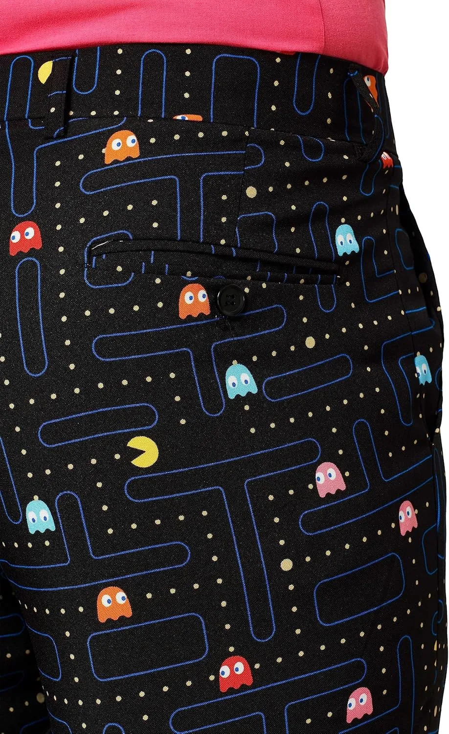 Opposuits Men's Suit - PAC-Man Pixel Arcade Game Costume - Slim Fit - Black - Includes Blazer, Pants and Tie