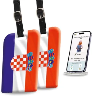 [Pack 2] tag8 Croatia Flag Smart Luggage tag |Trendy Luggage tag ID Identification | Suitcase Tag | Fashionable Digital Name tag | Airline Compliant, SITA World Tracer Code Enabled | Gift idea