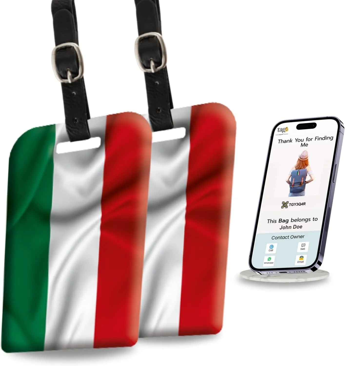 [Pack 2] tag8 Hungary Flag Smart Luggage tag |Trendy Luggage tag ID Identification | Suitcase Tag | Fashionable Digital Name tag | Airline Compliant, SITA World Tracer Code Enabled | Gift idea