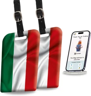 [Pack 2] tag8 Hungary Flag Smart Luggage tag |Trendy Luggage tag ID Identification | Suitcase Tag | Fashionable Digital Name tag | Airline Compliant, SITA World Tracer Code Enabled | Gift idea