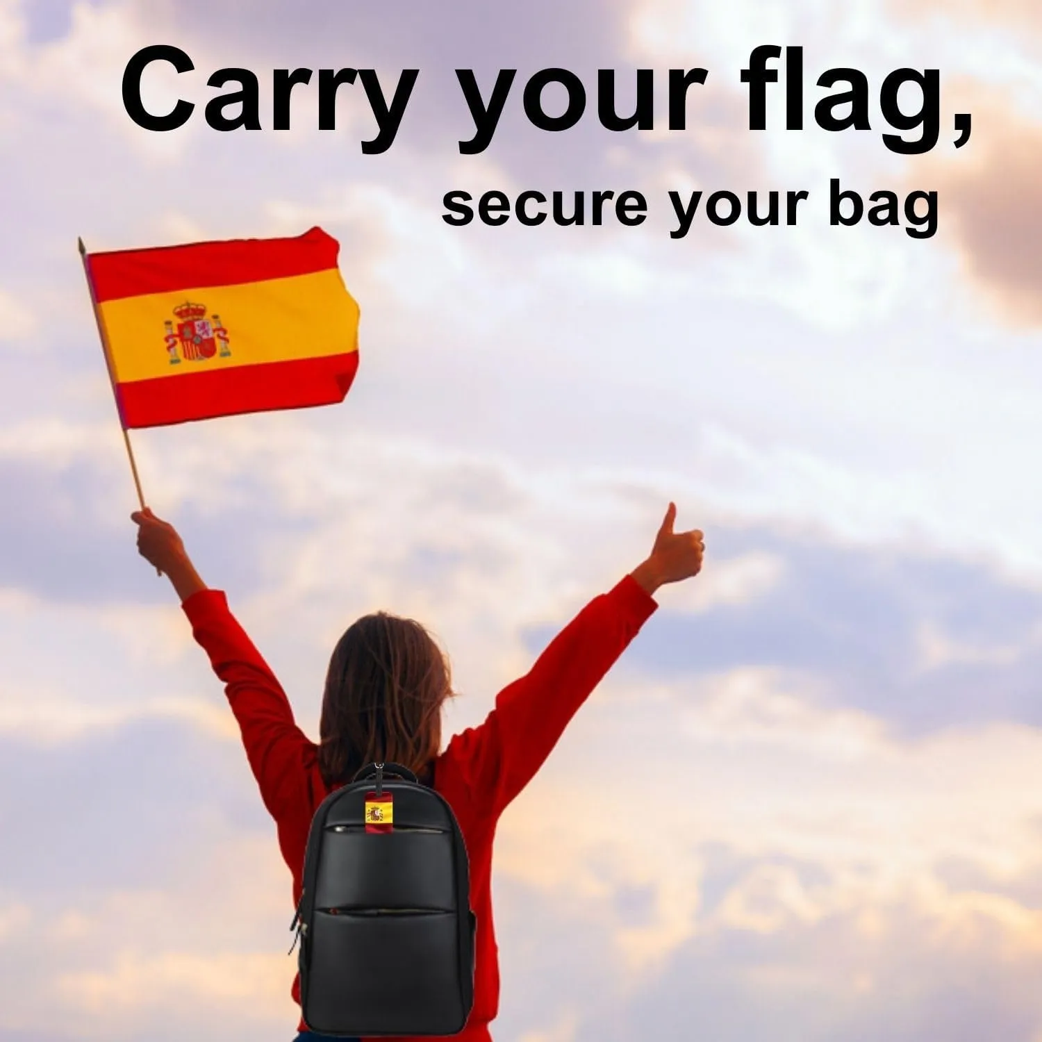 [Pack 2] tag8 Spain Flag Tag Smart Bag tag |Trendy Luggage tag ID Identification | Suitcase Tag | Fashionable Digital Name tag | Airline Compliant, SITA World Tracer Code Enabled | Gift idea