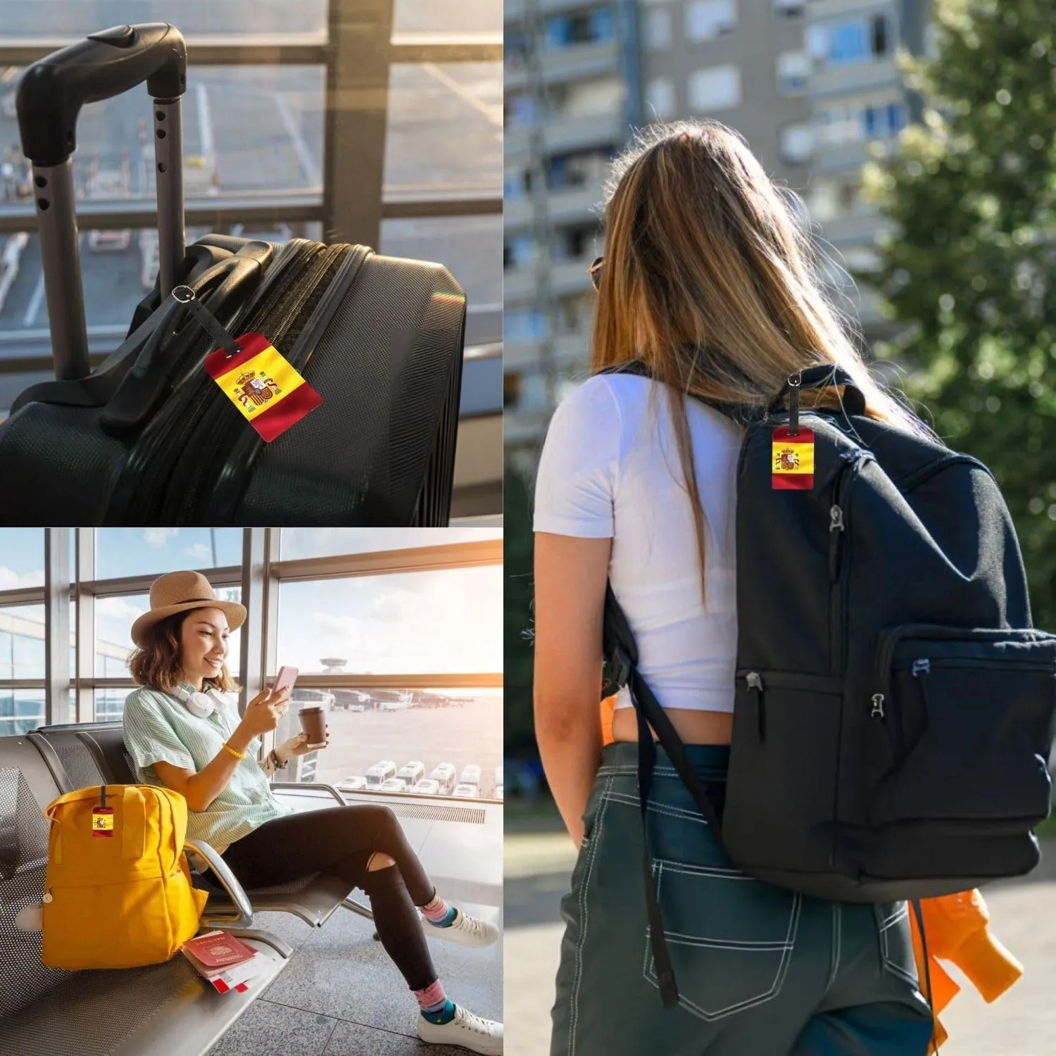 [Pack 2] tag8 Spain Flag Tag Smart Bag tag |Trendy Luggage tag ID Identification | Suitcase Tag | Fashionable Digital Name tag | Airline Compliant, SITA World Tracer Code Enabled | Gift idea