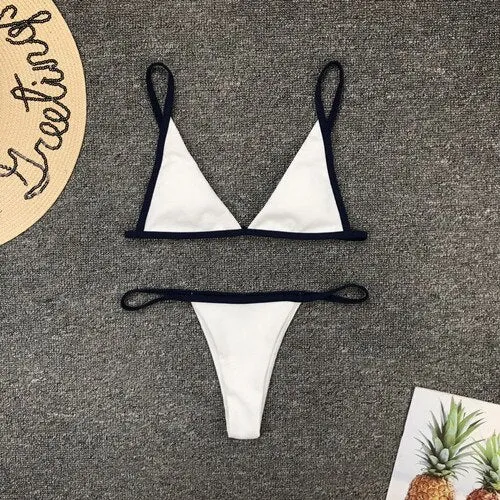 Patchwork Swimsuit Fluorescence Color Low Waist Swimswear