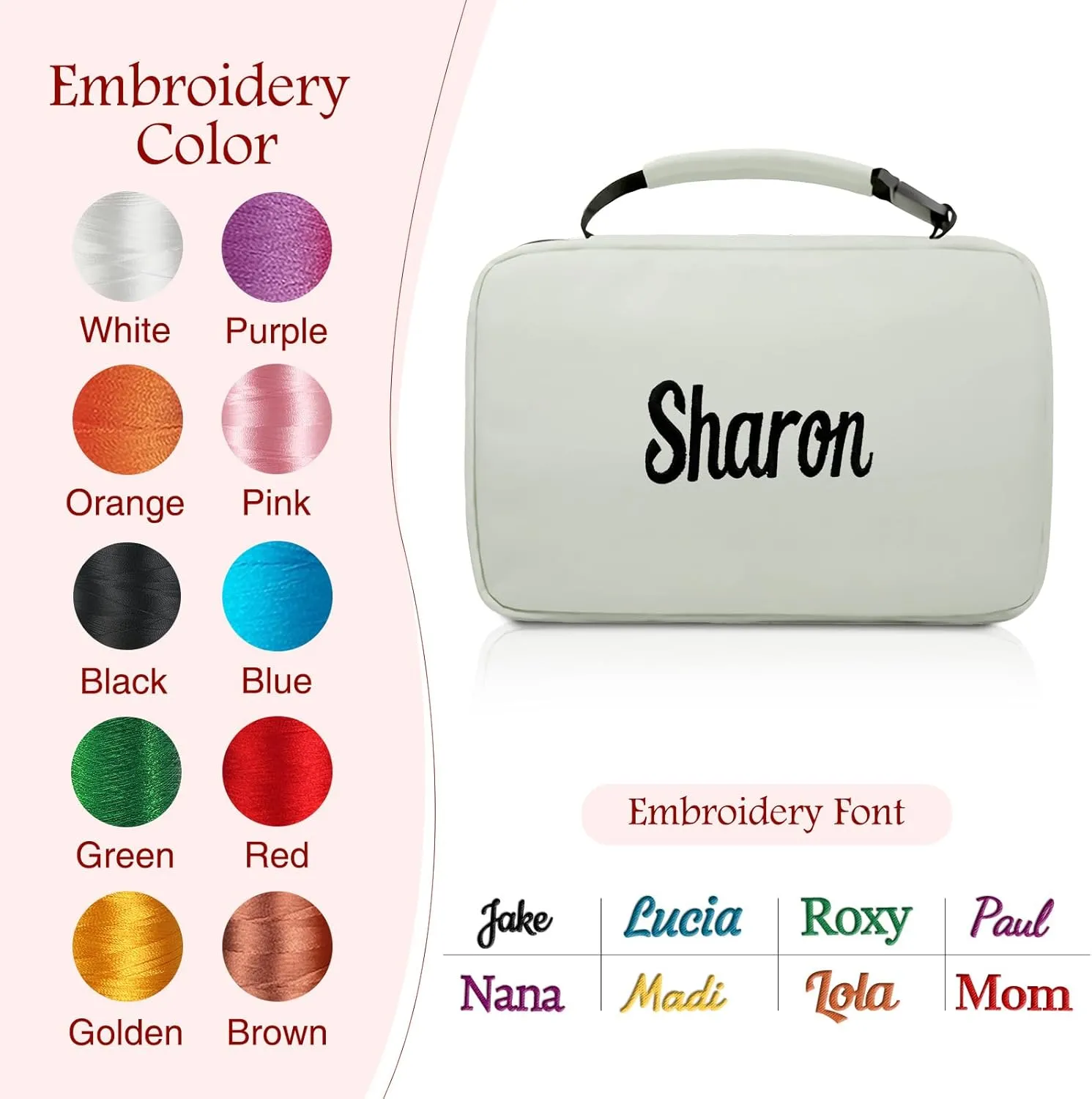 Personalized Travel Toiletry Bag for Women with Custom Name Embroidery - Large Hanging Cosmetic Organizer, Waterproof Makeup Bag, Spa & Vacation Essentials Case (Black)