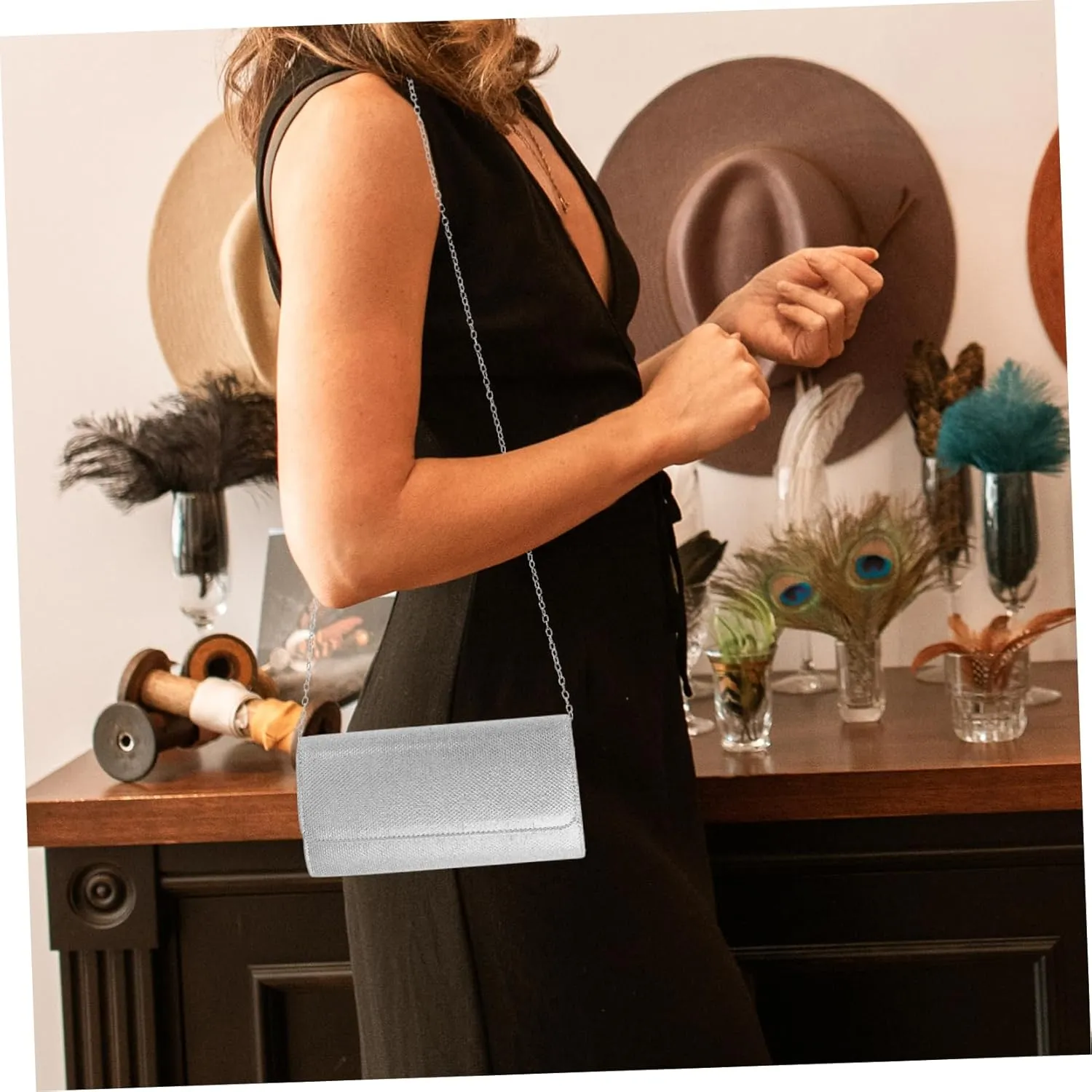 PRETYZOOM Handbag Lady Clutch Bag Purse for Party Women Evening Bag Clutch Bag with Chain Strap Clutch Bag for