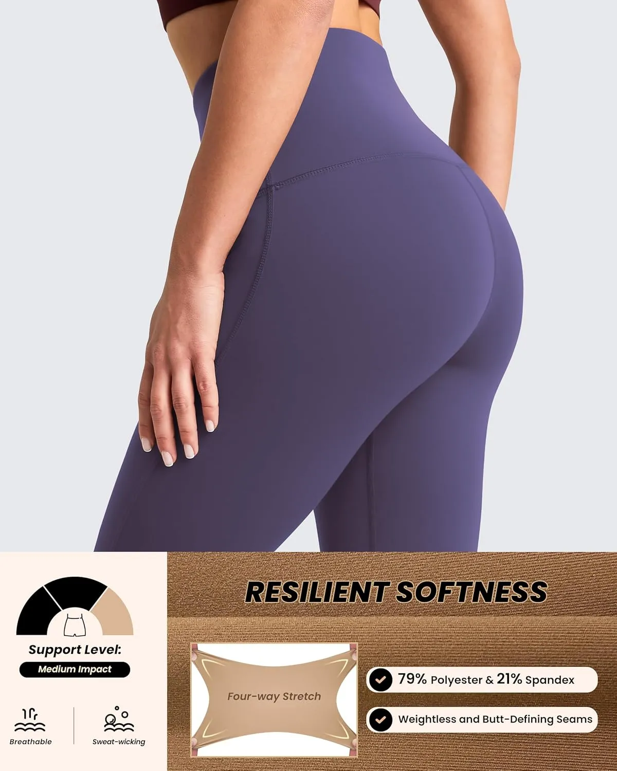 QUEENIEKE Workout Leggings for Women 27" - Ultra High Waisted Tummy Control Yoga Pants Butt Lifting Gym Training Tight