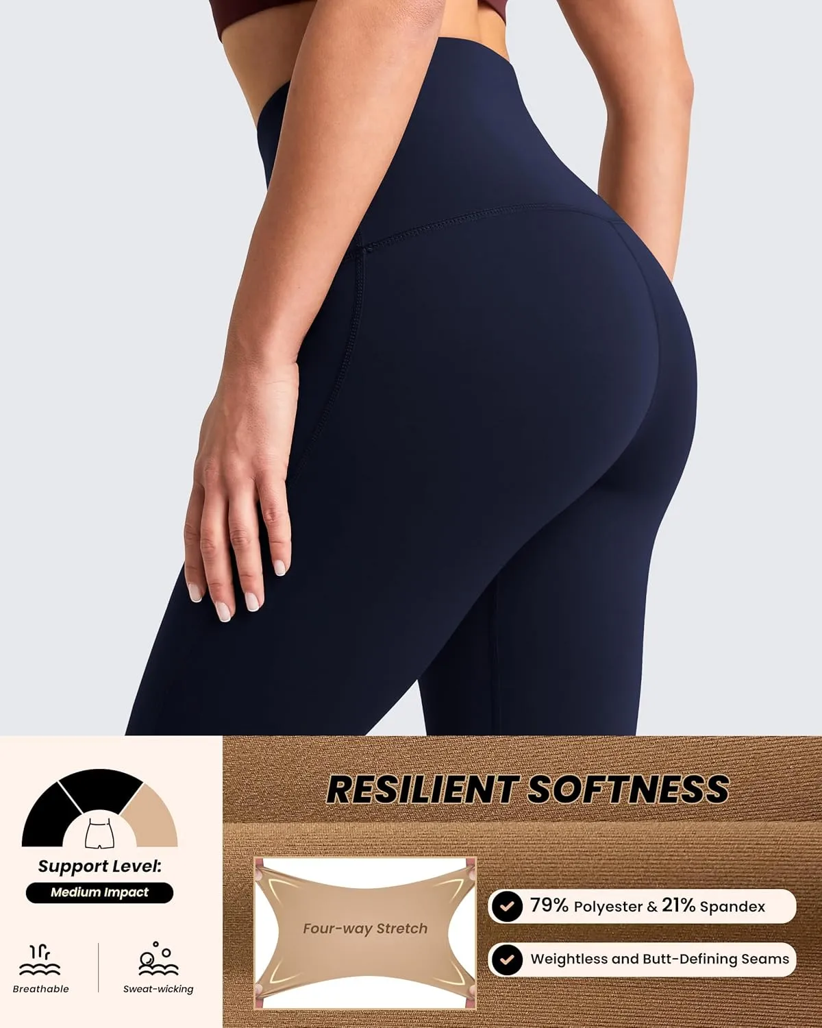 QUEENIEKE Workout Leggings for Women 27" - Ultra High Waisted Tummy Control Yoga Pants Butt Lifting Gym Training Tight