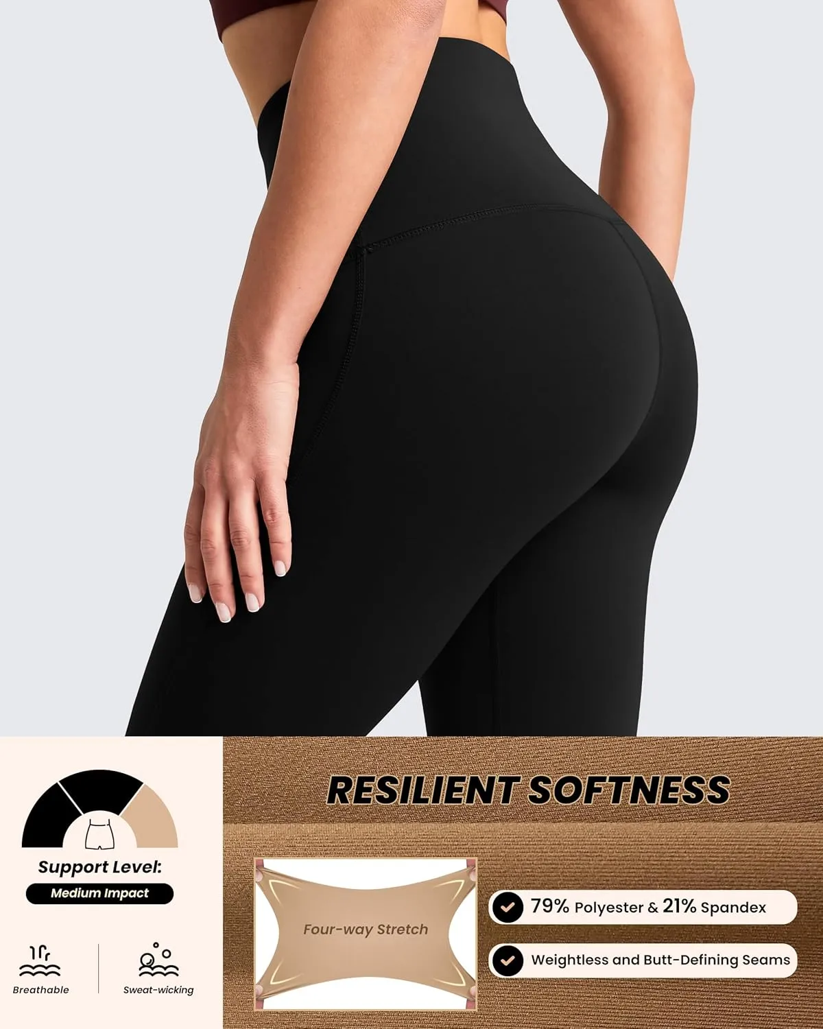 QUEENIEKE Workout Leggings for Women 27" - Ultra High Waisted Tummy Control Yoga Pants Butt Lifting Gym Training Tight