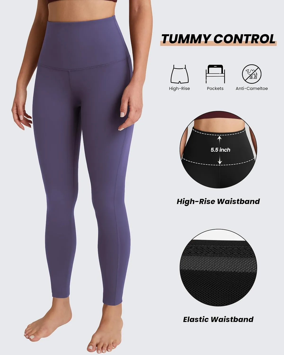 QUEENIEKE Workout Leggings for Women 27" - Ultra High Waisted Tummy Control Yoga Pants Butt Lifting Gym Training Tight