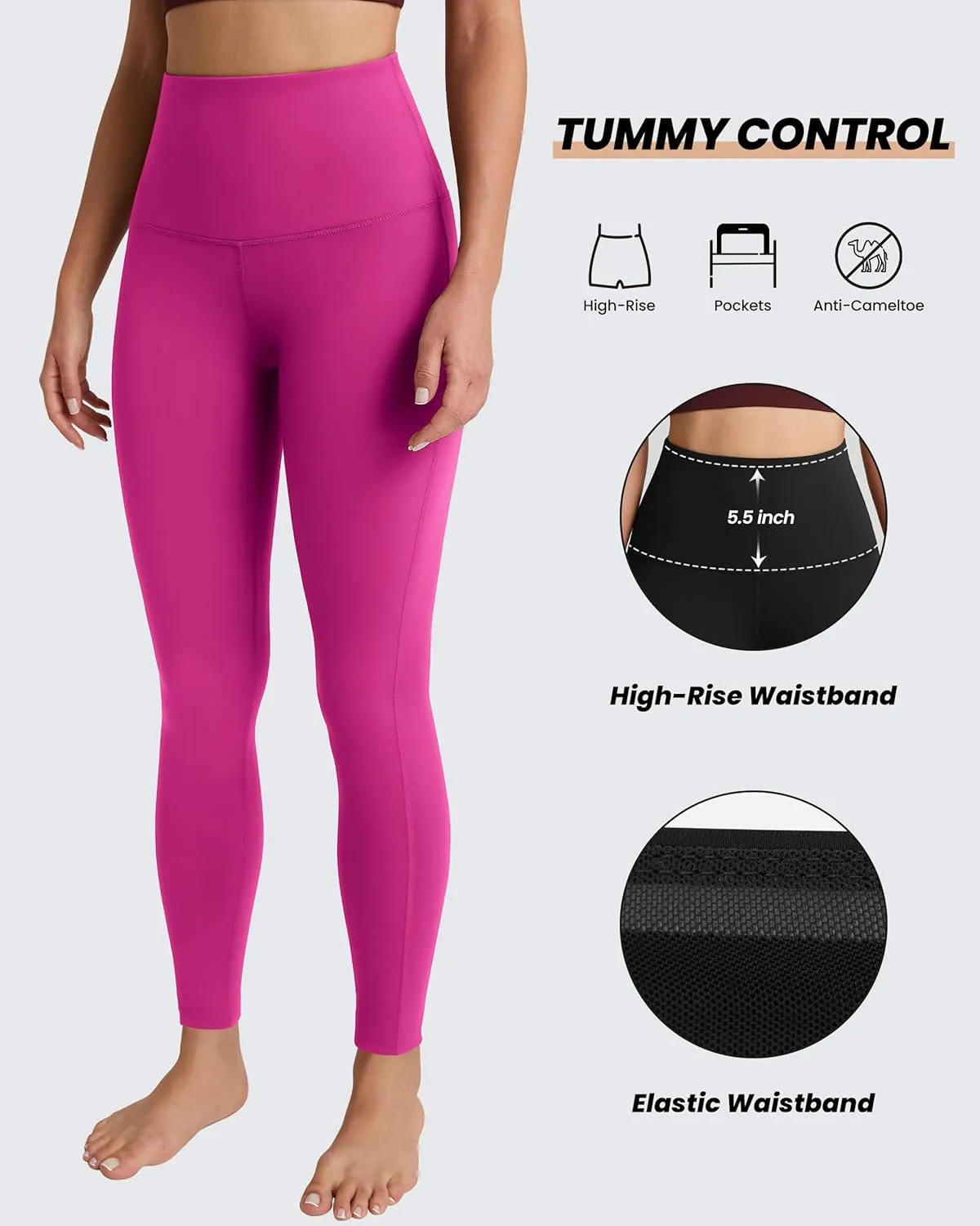 QUEENIEKE Workout Leggings for Women 27" - Ultra High Waisted Tummy Control Yoga Pants Butt Lifting Gym Training Tight