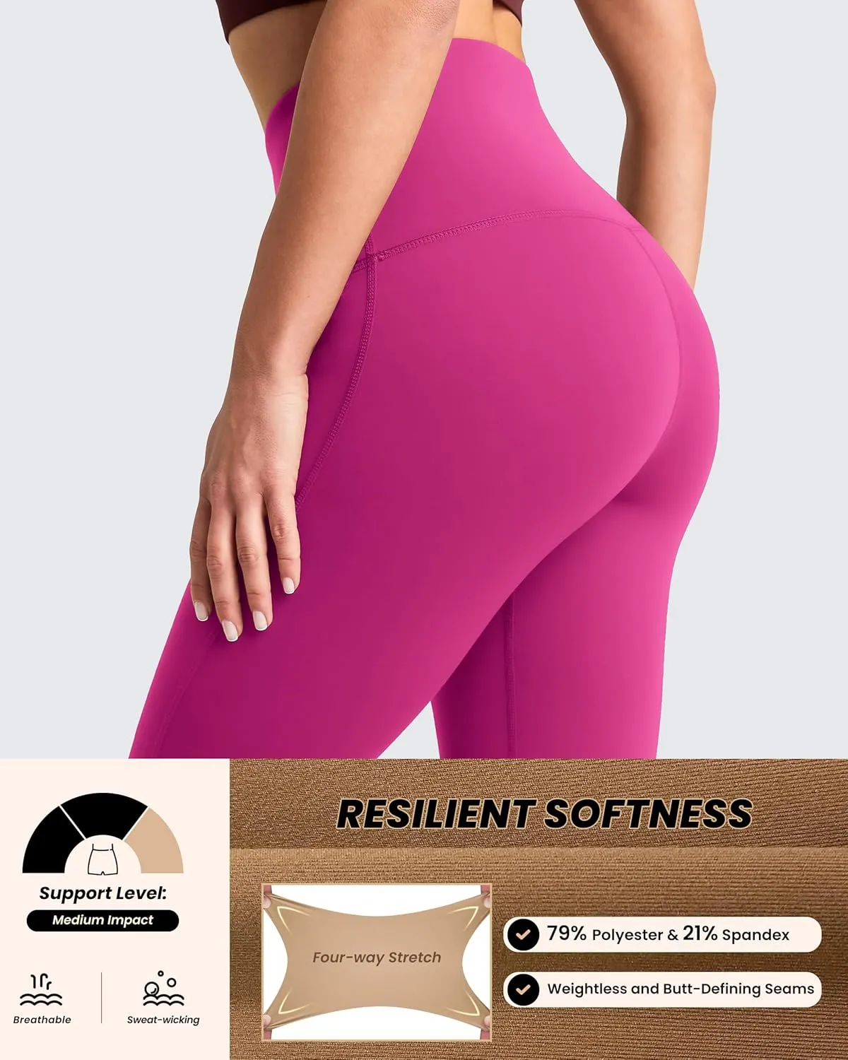 QUEENIEKE Workout Leggings for Women 27" - Ultra High Waisted Tummy Control Yoga Pants Butt Lifting Gym Training Tight