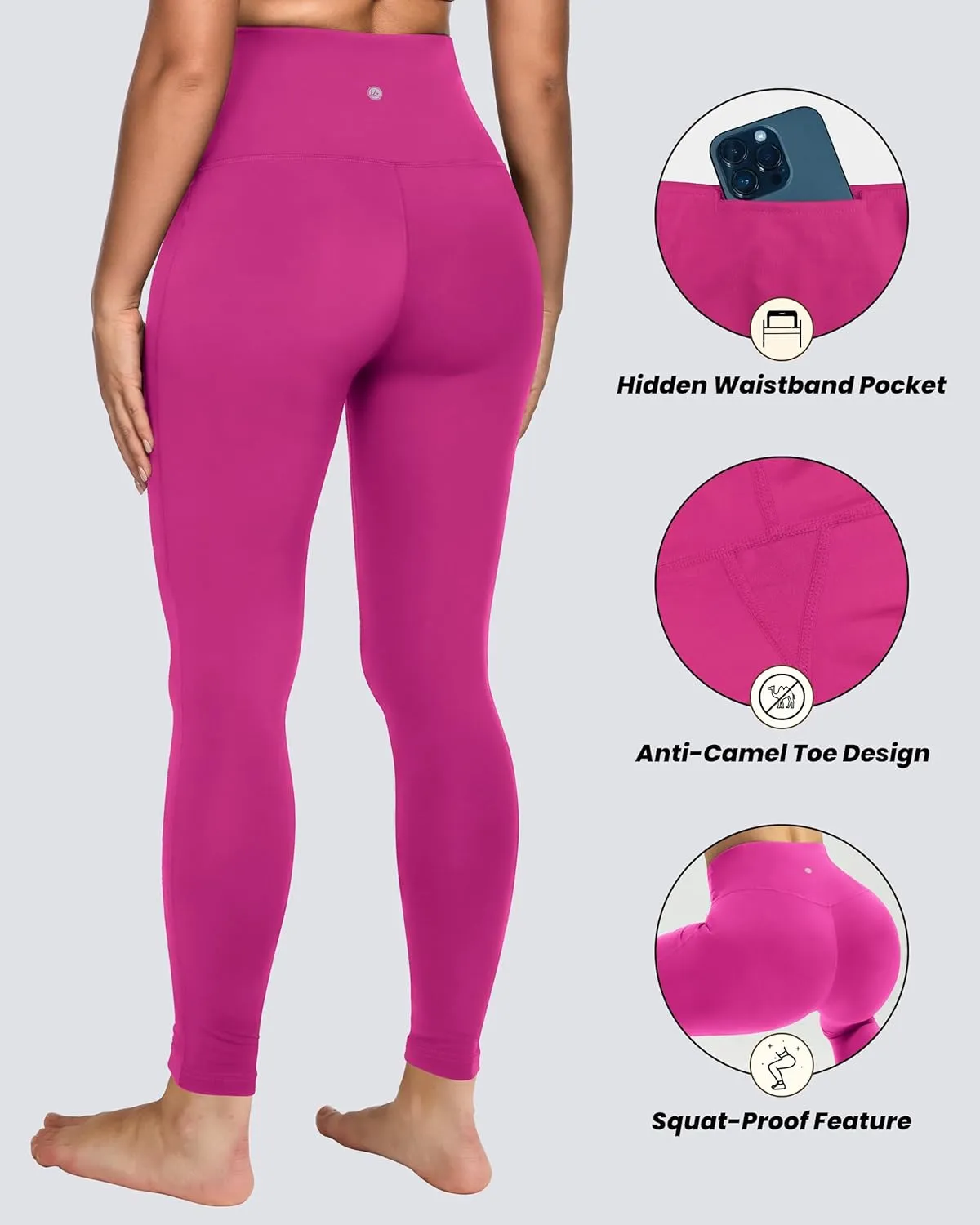QUEENIEKE Workout Leggings for Women 27" - Ultra High Waisted Tummy Control Yoga Pants Butt Lifting Gym Training Tight