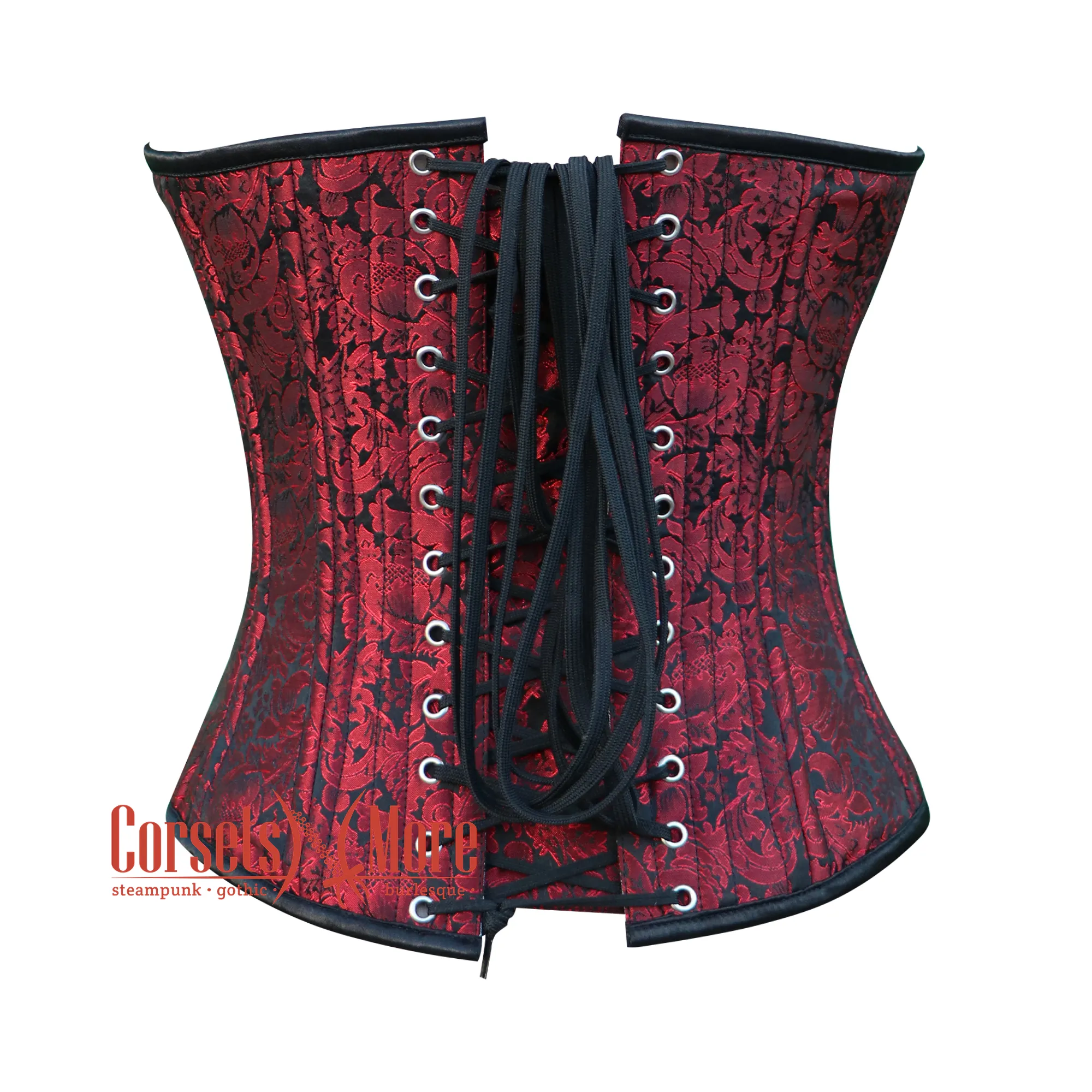 Red Black Plus Size Brocade Reversible Corset Steampunk Zipper Halloween Overbust Top