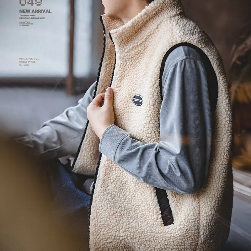 Retro Imitation Lamb Wool Vest