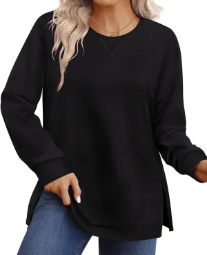 RITERA Plus Size Tops for Women Winter Long Sleeve Basic Loose fit Pullover Sweatshirts Oversized Tunic Shirts