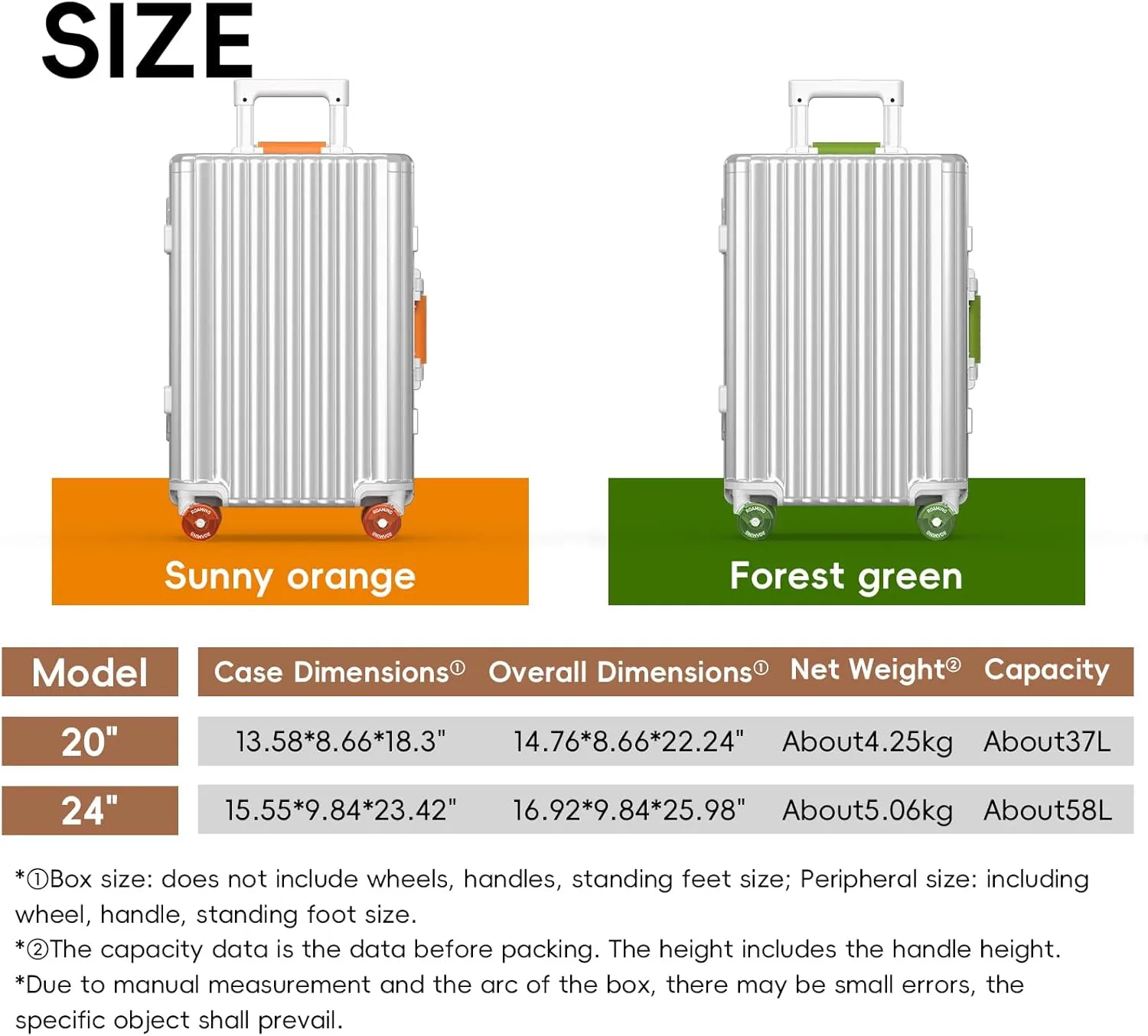 ROAMING 20 Inch Carry-On Luggage Durable All Aluminum Hardshell Suitcase - Zipperless Luggages Airline Approved with 360 Spinner Wheels, TSA Lock USB Port, Smart Organizational Pockets
