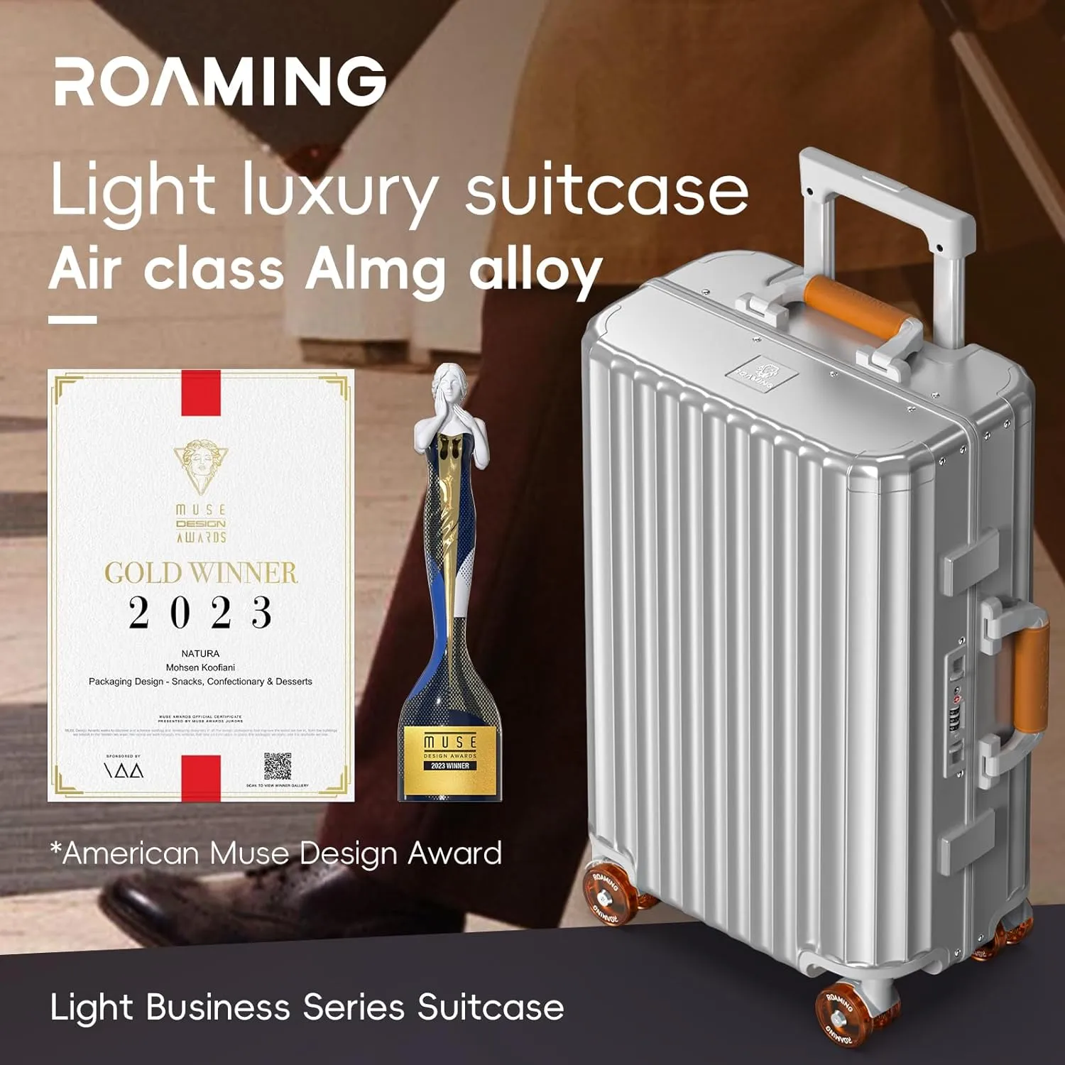 ROAMING 20 Inch Carry-On Luggage Durable All Aluminum Hardshell Suitcase - Zipperless Luggages Airline Approved with 360 Spinner Wheels, TSA Lock USB Port, Smart Organizational Pockets