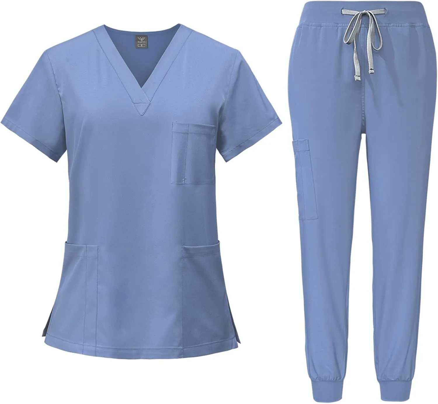 Scrubs for Women Set Stretch V-Neck Scrub Top & Jogger Pant Medical Uniform Scrub Sets for Woman with Pockets