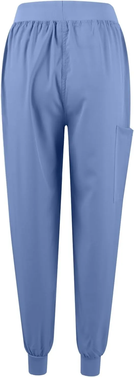 Scrubs for Women Set Stretch V-Neck Scrub Top & Jogger Pant Medical Uniform Scrub Sets for Woman with Pockets
