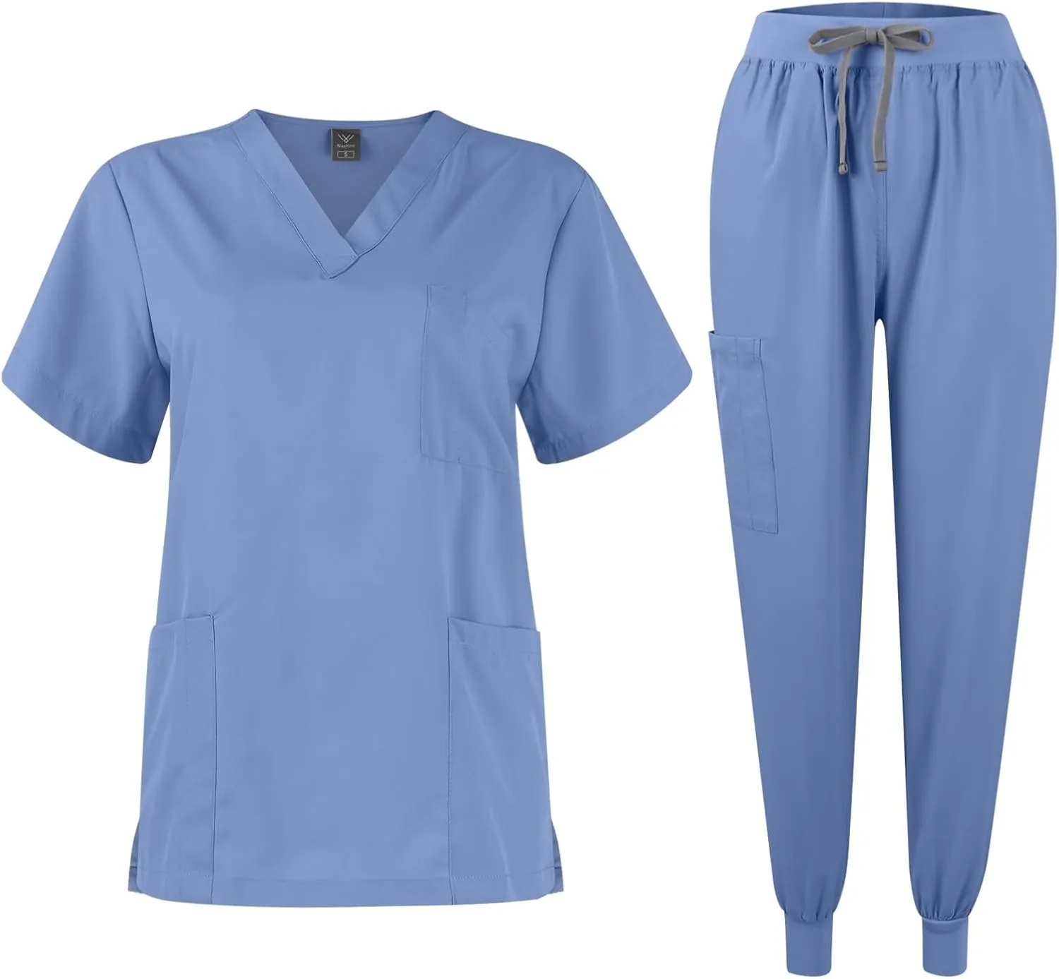Scrubs for Women Set Stretch V-Neck Scrub Top & Jogger Pant Medical Uniform Scrub Sets for Woman with Pockets