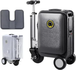 SE3S Smart Riding Suitcase, Electric Suitcase, Rideable Luggage 20 inch with 73.26WH Battery / Shockproof Cushion Seat Pad and Dust Cover, 3-speed, External Charging Port, Max Load 110kg,Black