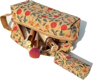 SENIKO Flower Make Up Bag Vintage Art;Travel Cosmetic Bag Cork;Makeup Organizer Bag-Portable Pouch ;Personalized Makeup Pouch-Boho Nature Pattern;Travel Makeup Bag For Women (Only Bags)