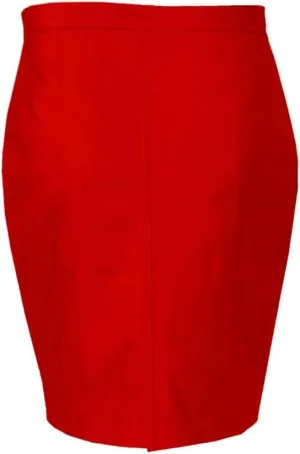 Sexy Ladies Women Genuine Soft Sheep Nappa RED Leather Pencil Skirt