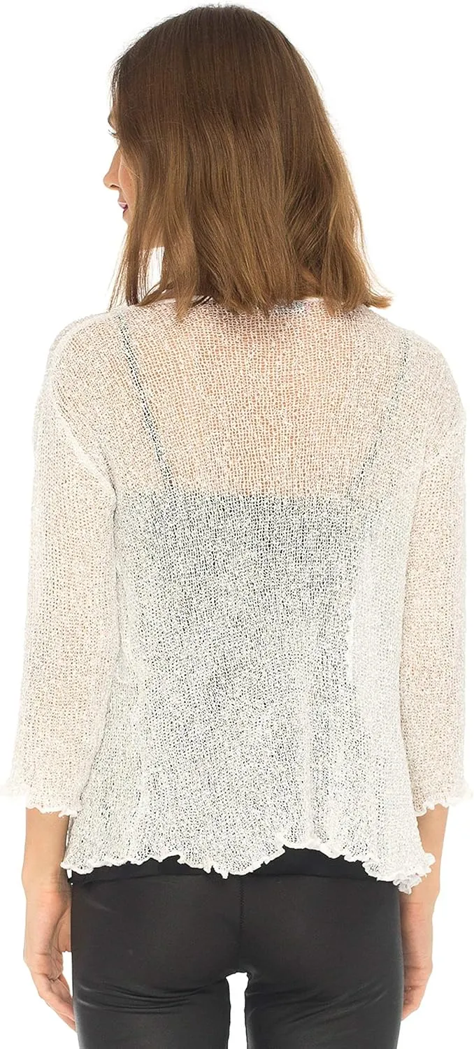 SHU-SHI Womens Sparkly Knit Sheer Shrug Cardigan Bolero Top One Size Fits Most
