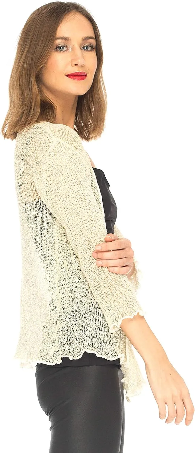 SHU-SHI Womens Sparkly Knit Sheer Shrug Cardigan Bolero Top One Size Fits Most