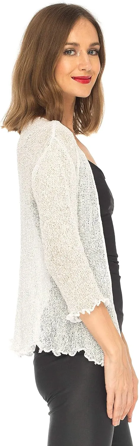 SHU-SHI Womens Sparkly Knit Sheer Shrug Cardigan Bolero Top One Size Fits Most