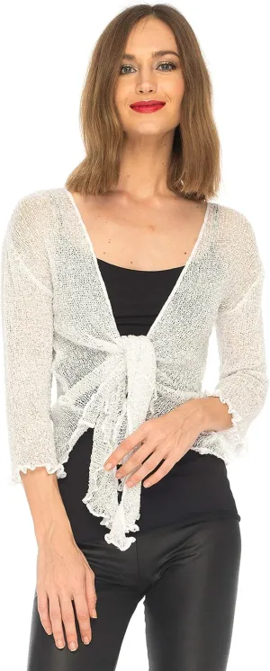 SHU-SHI Womens Sparkly Knit Sheer Shrug Cardigan Bolero Top One Size Fits Most
