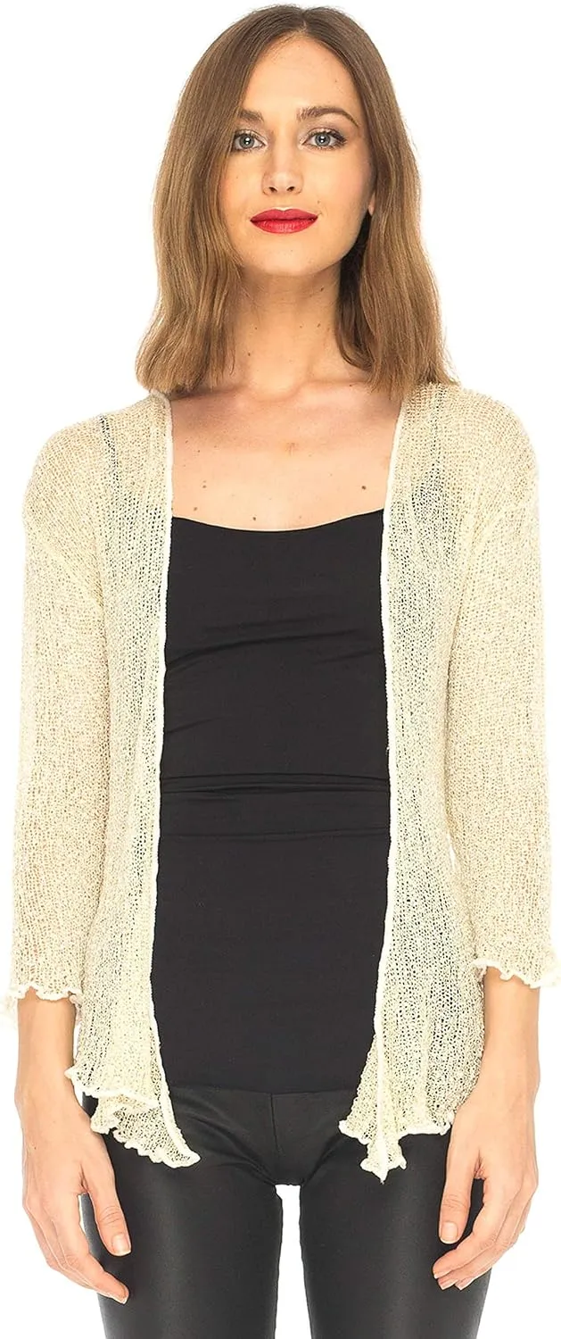 SHU-SHI Womens Sparkly Knit Sheer Shrug Cardigan Bolero Top One Size Fits Most