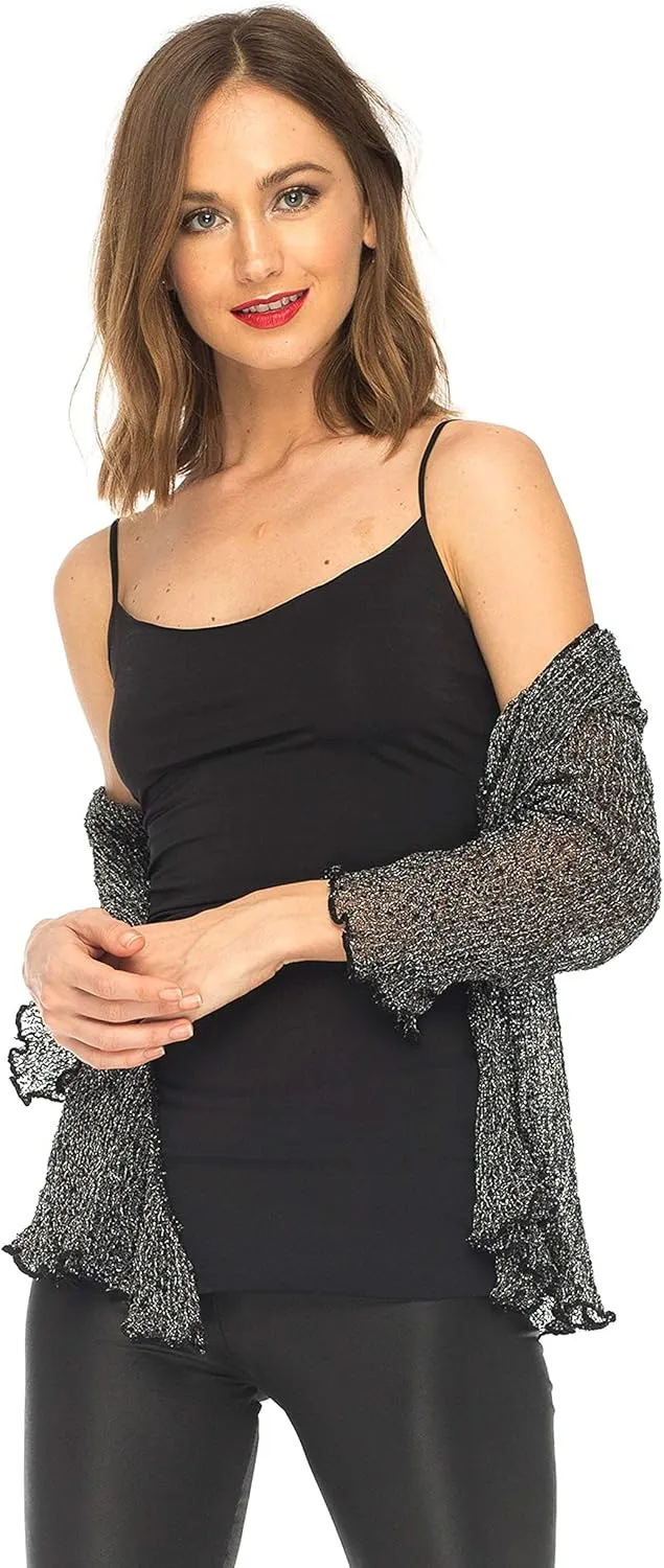 SHU-SHI Womens Sparkly Knit Sheer Shrug Cardigan Bolero Top One Size Fits Most