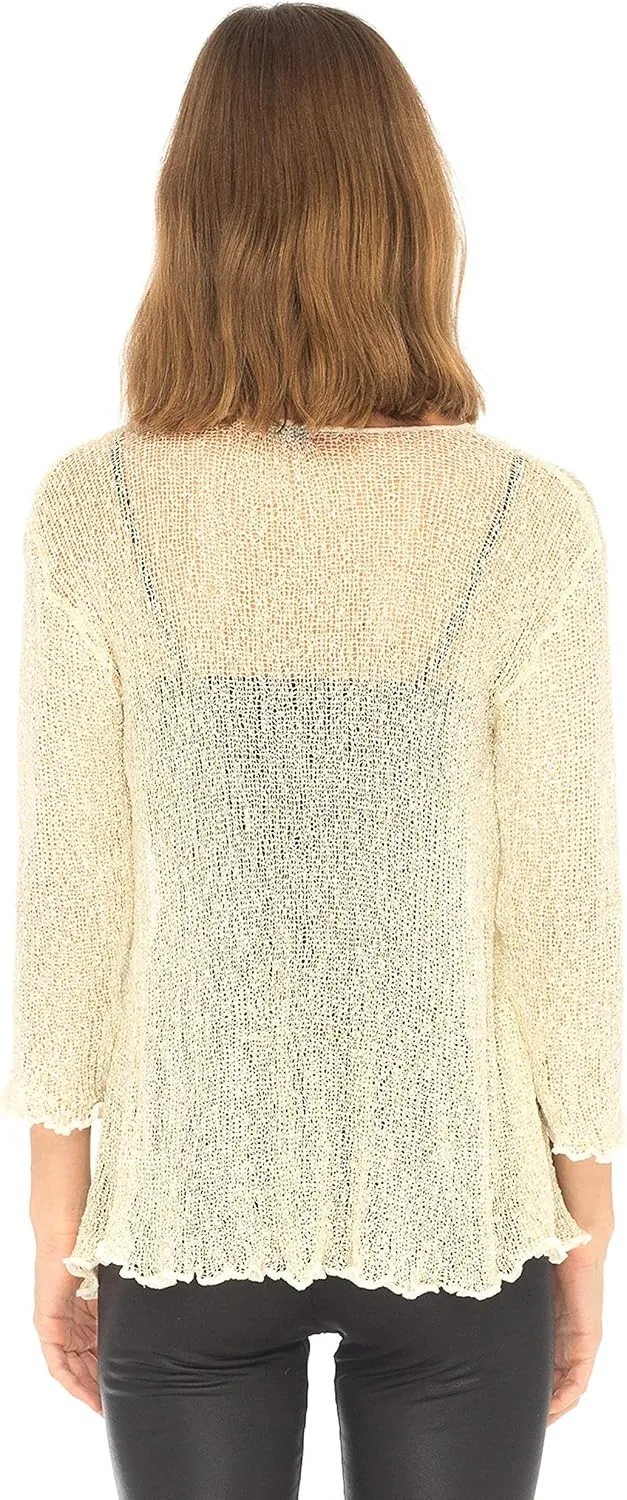 SHU-SHI Womens Sparkly Knit Sheer Shrug Cardigan Bolero Top One Size Fits Most