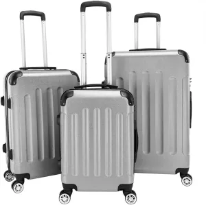 Smart Luggage Set ABS Trolley Set  20in/24in/28in Portable ABS Suitcase Trio Secure & Stylish 3-in-1 Ergonomic Trolley Case Rolling Luggage and Travel Bag Combination, Gray