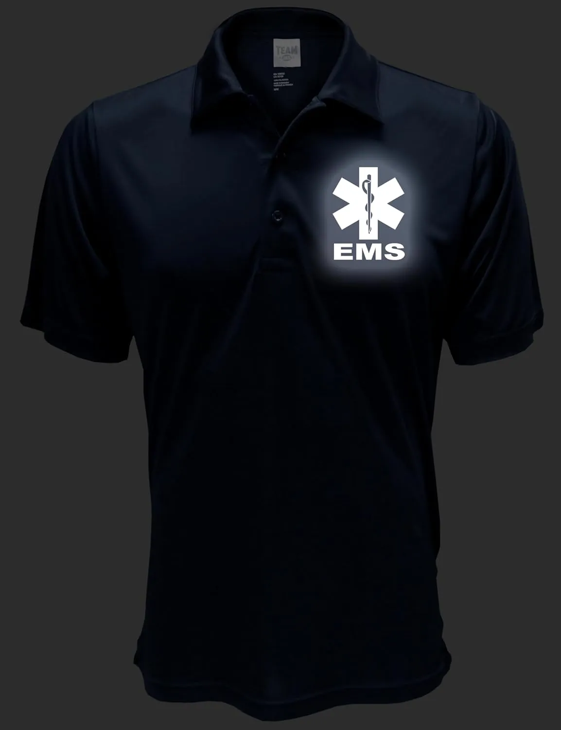 Smart People Clothing EMS Polo with Reflective Designs Front and Back, Performance Polo w/Moisture Wicking Technology
