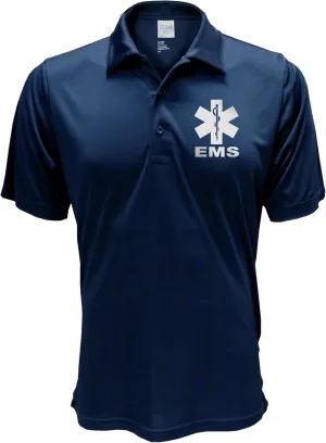Smart People Clothing EMS Polo with Reflective Designs Front and Back, Performance Polo w/Moisture Wicking Technology